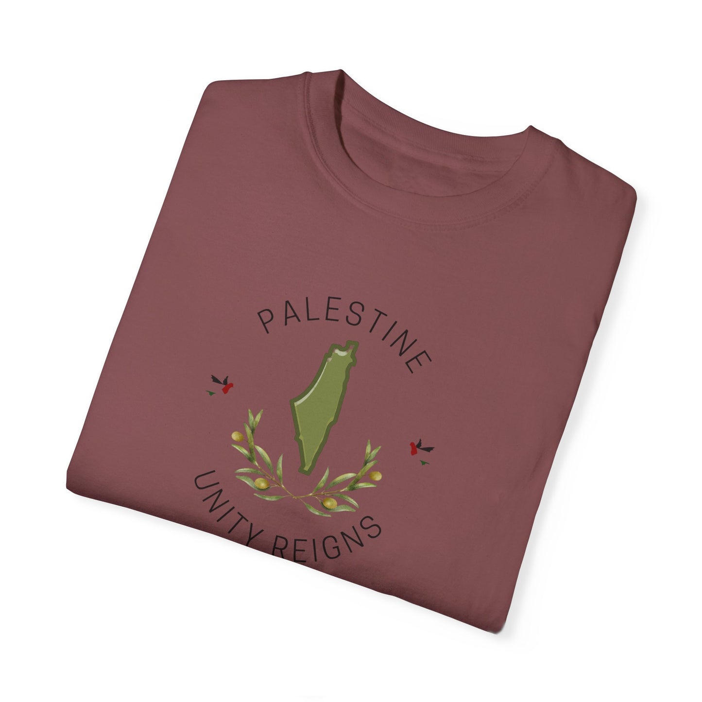 Palestine spring olive branch unity Unisex heart flag solidarity Garment-Dyed T-shirt