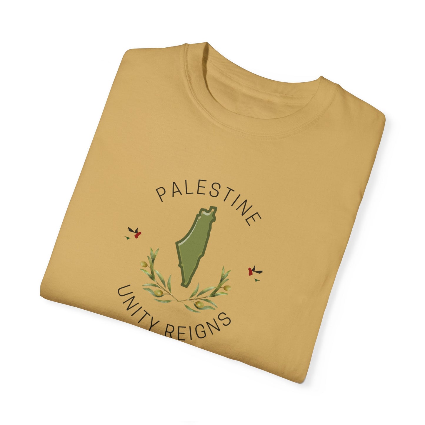 Palestine spring olive branch unity Unisex heart flag solidarity Garment-Dyed T-shirt