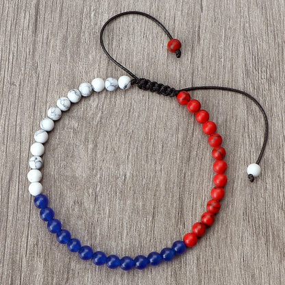 Stone Beads Bracelet red black whilte green