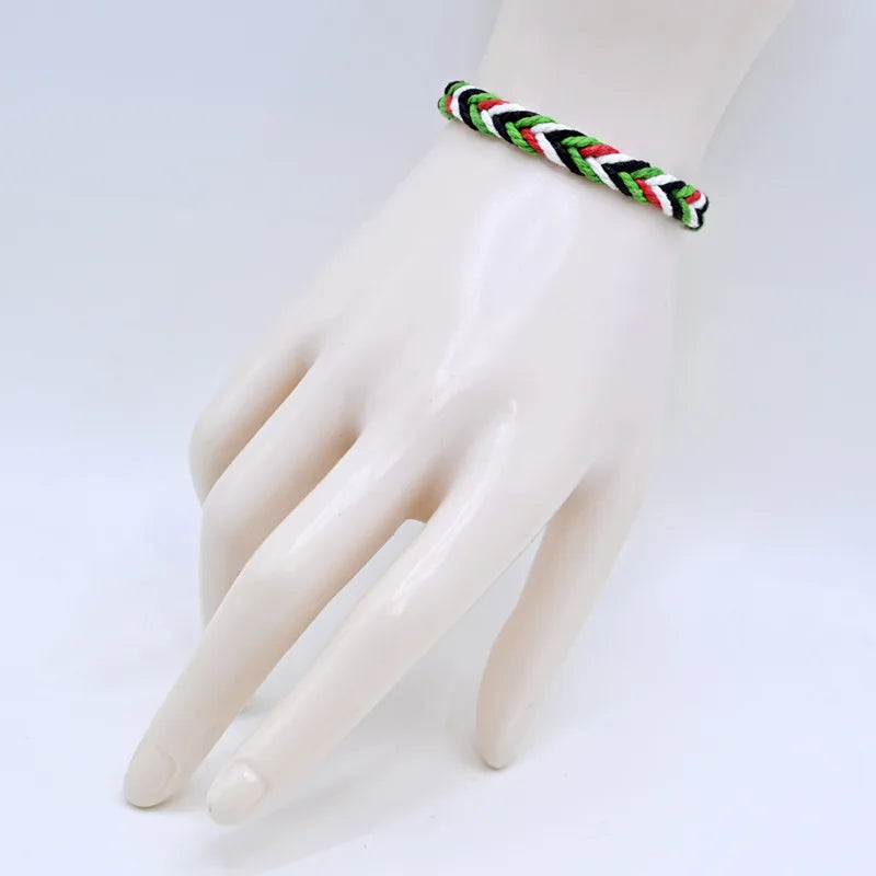 cotton Rope woven braid  Bracelets in Red, Green, Black, and white