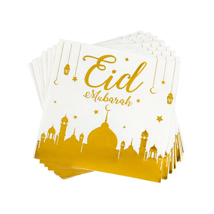 Eid Mubarak Disposable GoldTableware  Balloon Background Party Package