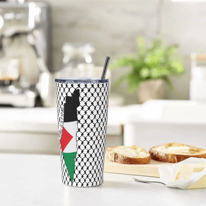 Palestine Map over Kufiyah print Insulated Tumbler
