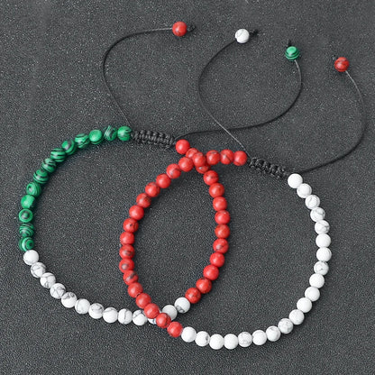 Stone Beads Bracelet red black whilte green