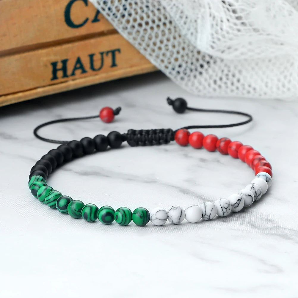 Stone Beads Bracelet red black whilte green