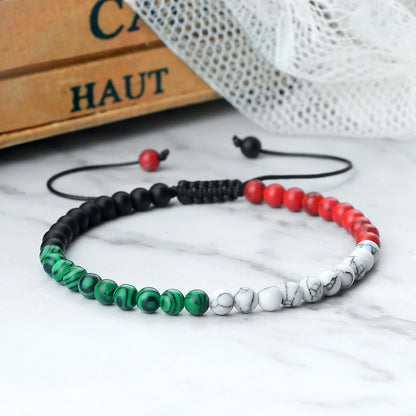 Stone Beads Bracelet red black whilte green