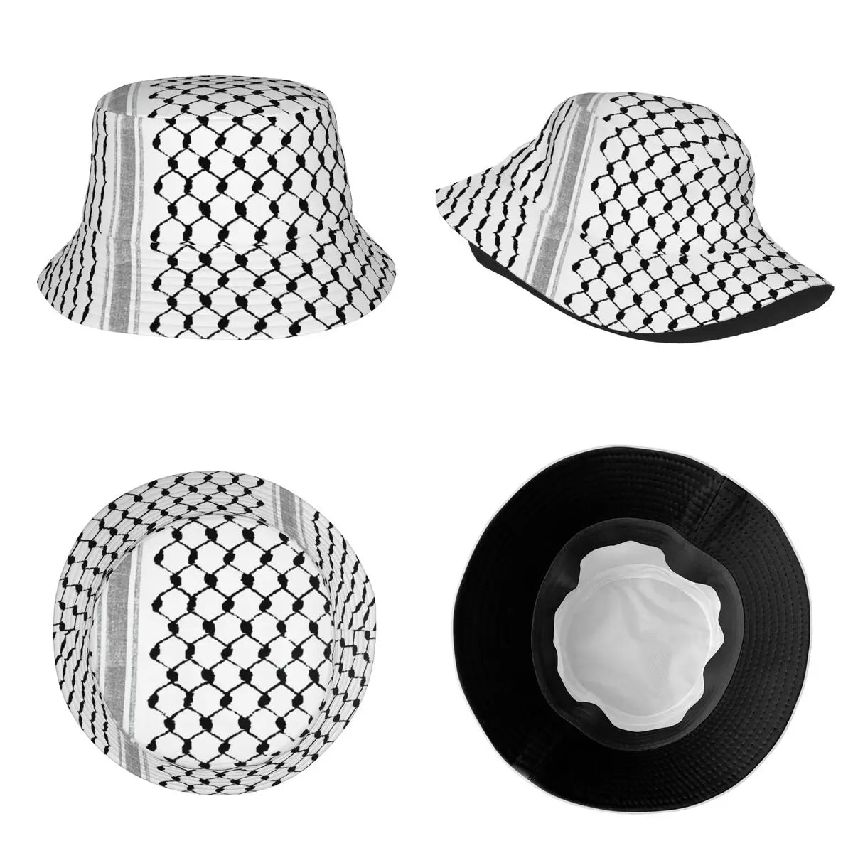 Black and White Kufiyah keffiyeh print Bucket Hat 2