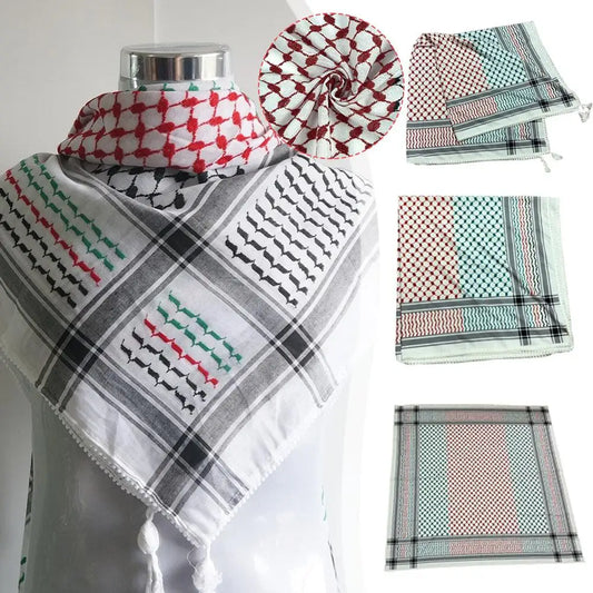 Multicolored Keffiyeh Scarf - Red, Green, Black, and White