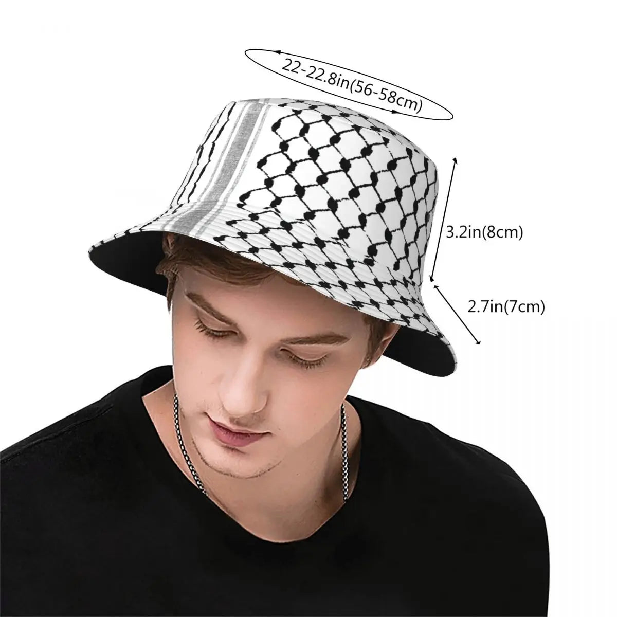 Black and White Kufiyah keffiyeh print Bucket Hat 2