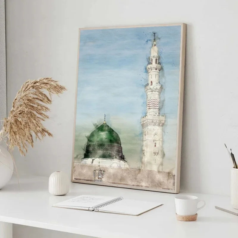 Mecca Medina Kaaba water color Wall Art prints