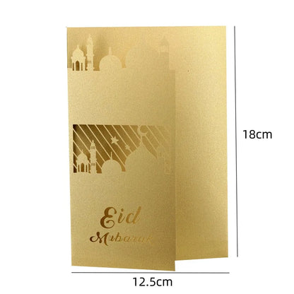 Gold Laser cut Eid card with Dinner/party invites pocket