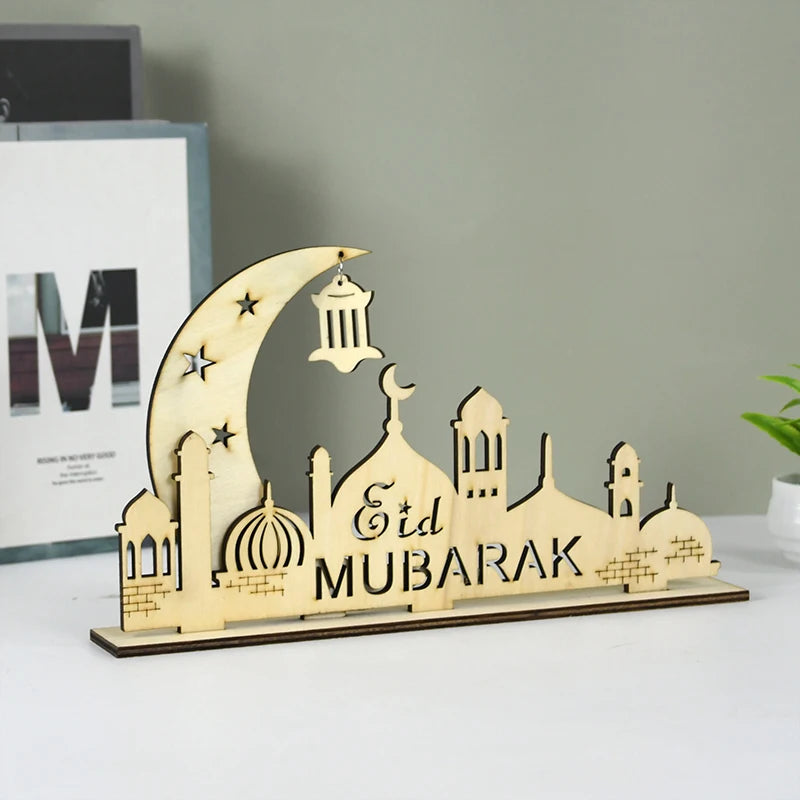 Eid and Ramadan Wooden Moon Star Ornament