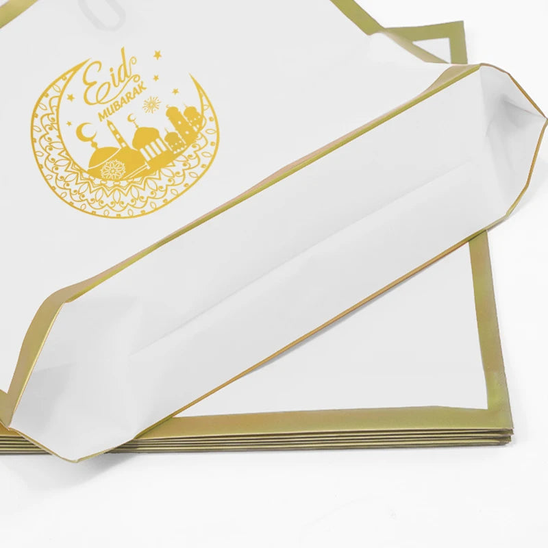5PCS Eid Mubarak Gift Bags Package Bag Ramadan Kareem Decoration 2023 Islamic Muslim Eid Plastic Bags with Handle for Business