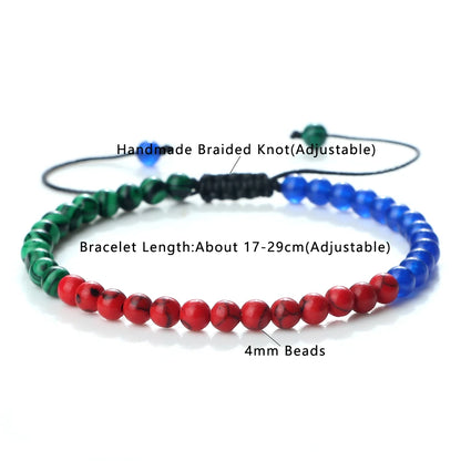 Stone Beads Bracelet red black whilte green