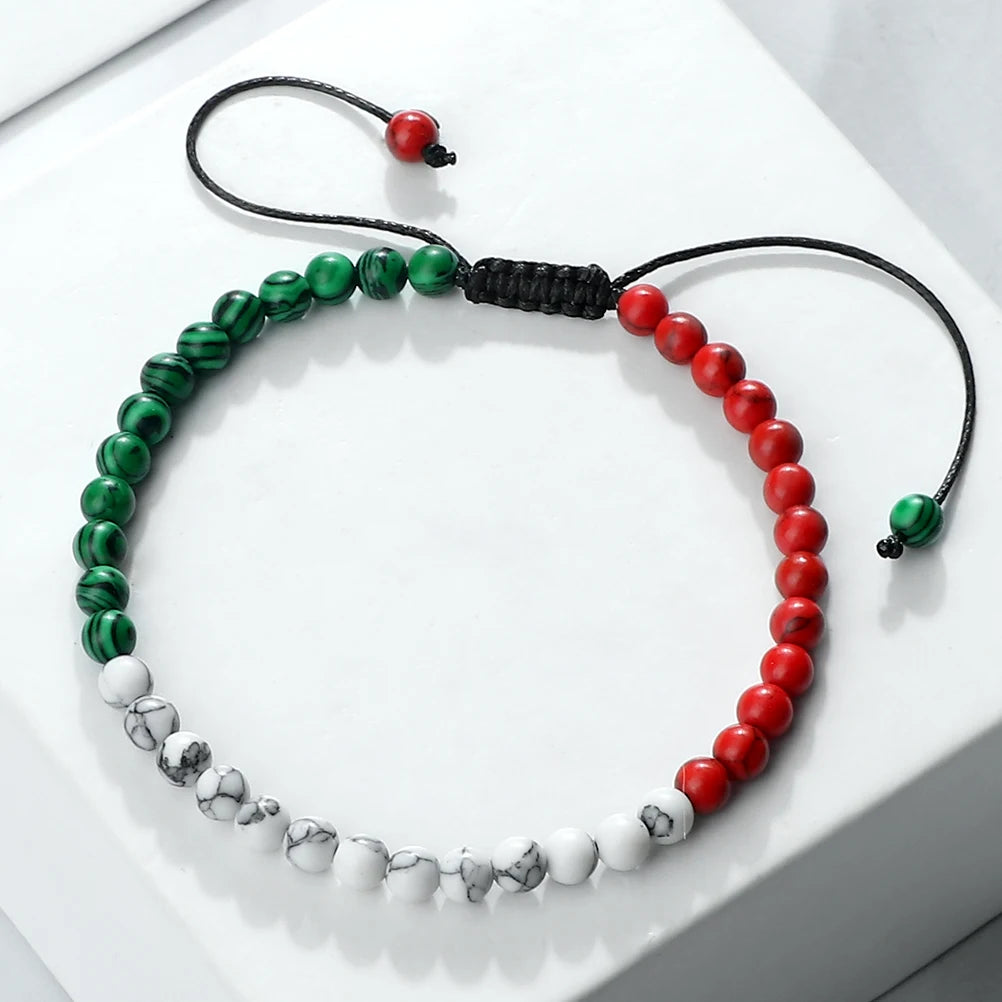 Stone Beads Bracelet red black whilte green