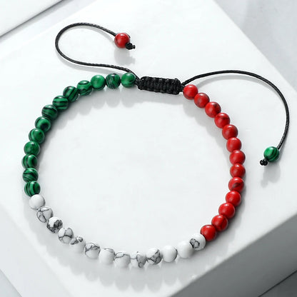 Stone Beads Bracelet red black whilte green
