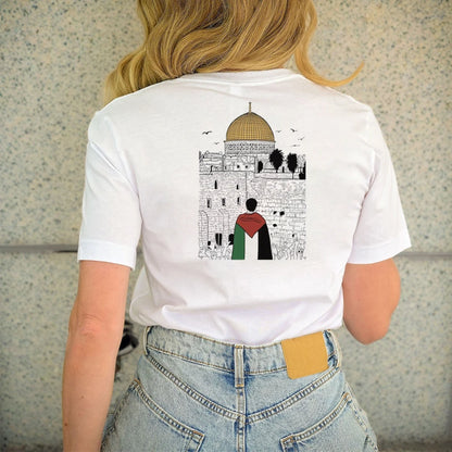 Palestine Al Aqsa Mosque and Map Coordinates Crop Tee