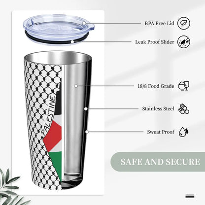 Palestine Map over Kufiyah print Insulated Tumbler