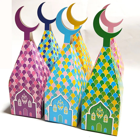 Eid Mubarak Crescent Moon Mosque Ramadan Kareem Candy Box Gift Box 5pcs