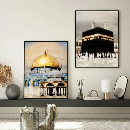 Mecca Medina Kaaba water color Wall Art prints