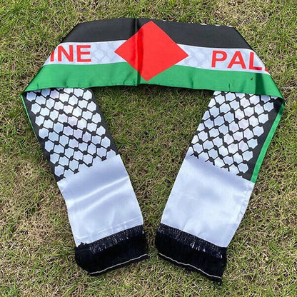 Double-Sided Palestine Shawl Lepel with Keffiyeh Print and Tassels