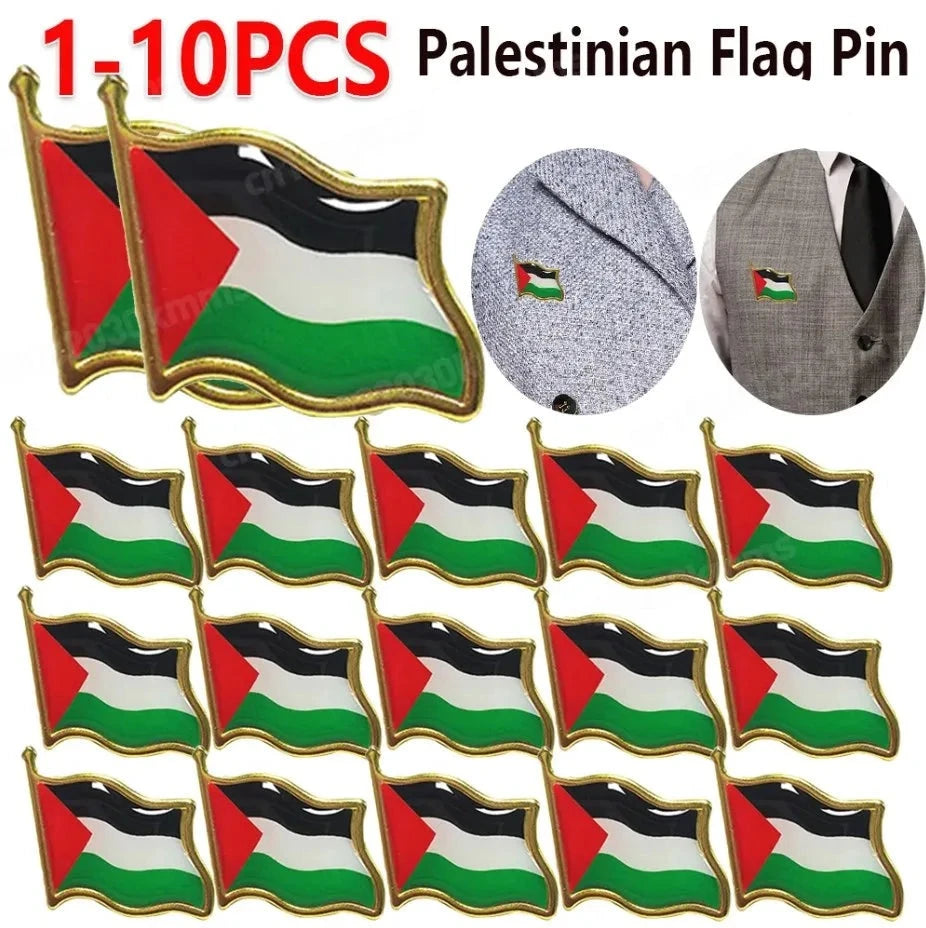 Palestine Flag pin Stainless Steel 1-10PCS
