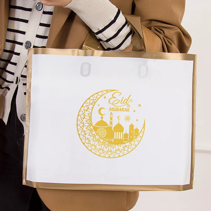 5PCS Eid Mubarak Gift Bags Package Bag Ramadan Kareem Decoration 2023 Islamic Muslim Eid Plastic Bags with Handle for Business