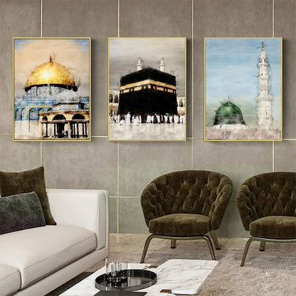 Mecca Medina Kaaba water color Wall Art prints