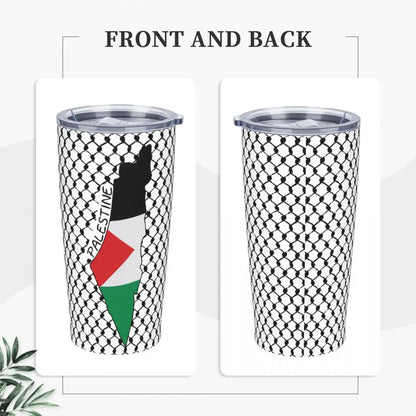 Palestine Map over Kufiyah print Insulated Tumbler
