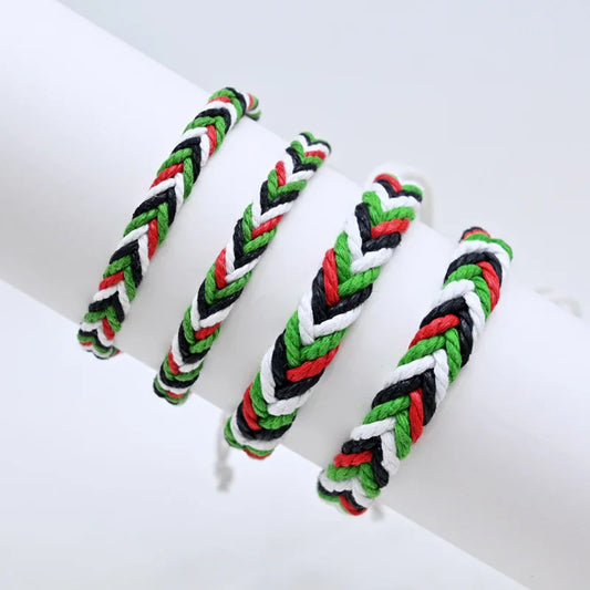 cotton Rope woven braid  Bracelets in Red, Green, Black, and white