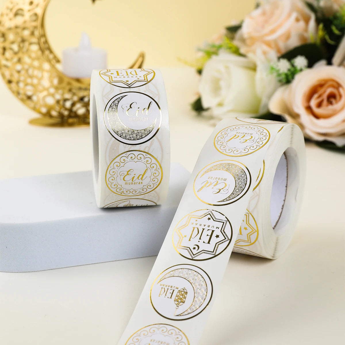 Round Eid Mubarak Stickers EID Gift Labels
