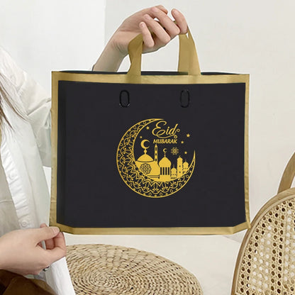 5PCS Eid Mubarak Gift Bags Package Bag Ramadan Kareem Decoration 2023 Islamic Muslim Eid Plastic Bags with Handle for Business