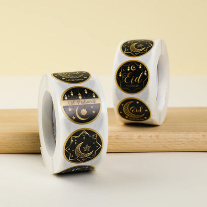 Round Eid Mubarak Stickers EID Gift Labels