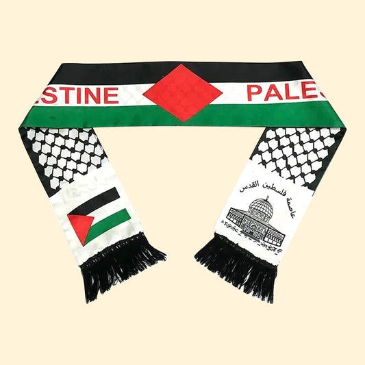Double-Sided Palestine Shawl Lepel with Keffiyeh Print and Tassels