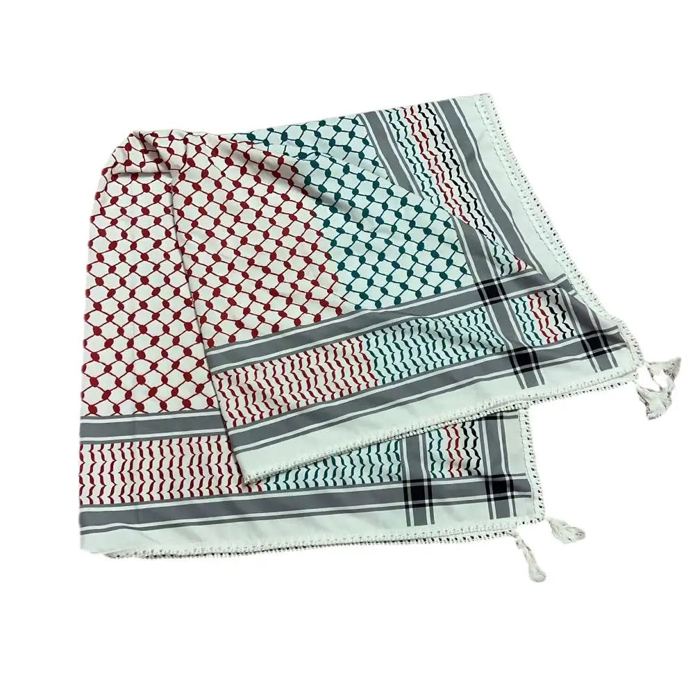Multicolored Keffiyeh Scarf - Red, Green, Black, and White